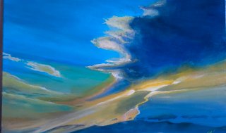 Cuadro acrílico cielo azul y amarillo