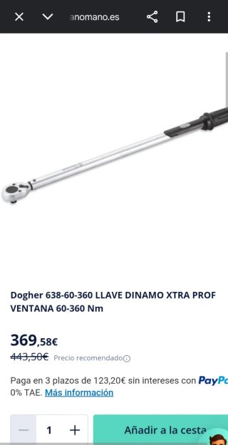Llave dinamométrica Dogher 60-360 Nm