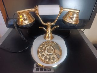 Teléfono Disco Vintage Mármol/Oro