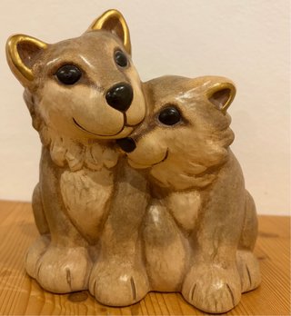 Coppia Lupi Thun Ceramica Dorata