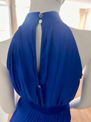 Vestido Azul Satinado Morgan Halter Talla XS