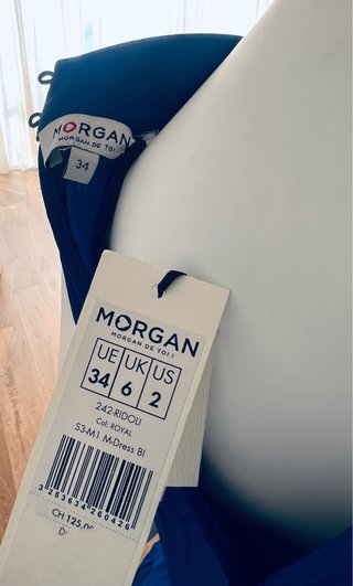 Vestido Azul Satinado Morgan Halter Talla XS