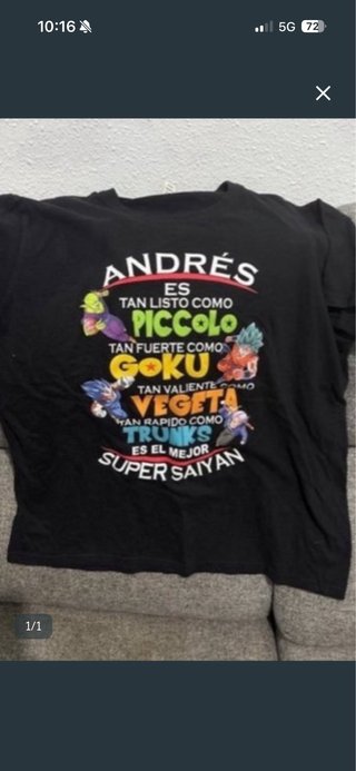 Camiseta Dragon Ball XL nombre andres nueva