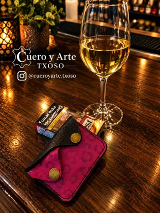 Cartera slim para tarjetas y monedero de cuero