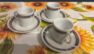 Set 3 tazzine ceramica con decoro