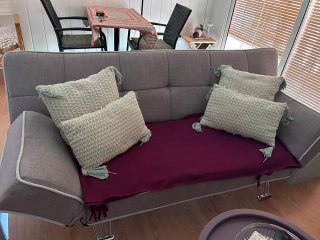 Sofá Cama Gris y Beige