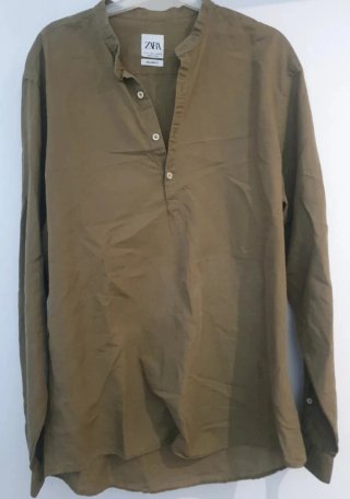 Camisa Zara manga larga Talla L verde oliva