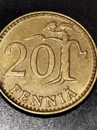 Moneda Finlandia 20 Pennia Árbol
