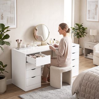Escritorio de 140 cm con 8 cajones, mesa de oficin
