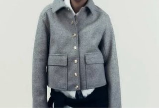 Cazadora corta paño Zara gris