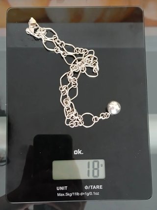Cadena Plata Ley 925 con Colgante Bola.
