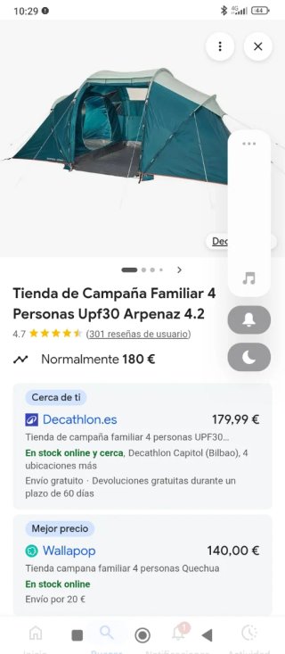 Tienda campaña familiar 4 personas