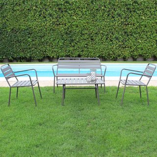 Set Salotto Giardino 4 Posti Panca 2 Sedie Tavolo