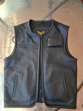 Chaleco de Piel Negro Hombre