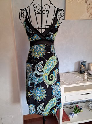 Vestito Impero Y2K Paisley Party Dress M