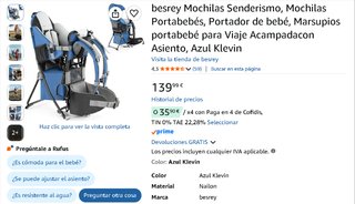 Mochila Portabebés Senderismo Besrey (Hasta 20 kg)