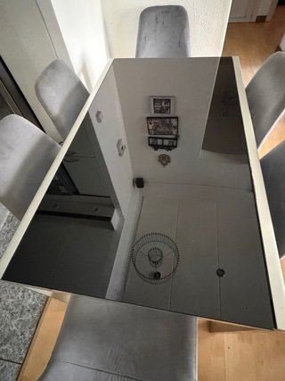 Mesa extensible cristal y metal se extiende a 180