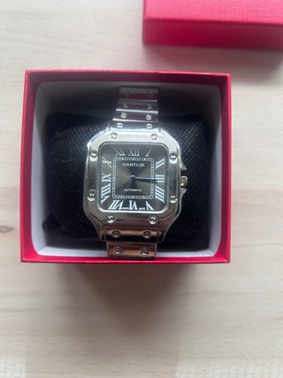 Reloj Cartier Santos Plata y Negro