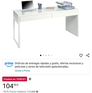 Escritorio blanco con cajón