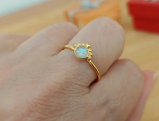 Anillo Piedra Luna Baño Oro Plata 925