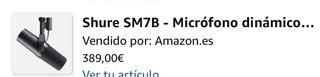 NUEVO · Micrófono Shure SM7B + brazo/soporte regal