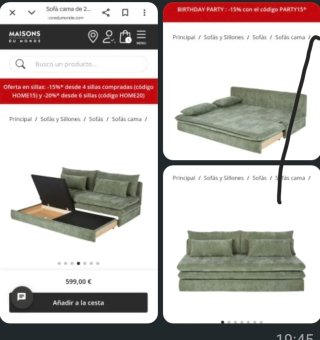 Sofá cama 2/3 plazas con arcón