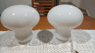 Coppia Paralumi Vetro Opalino Space Age