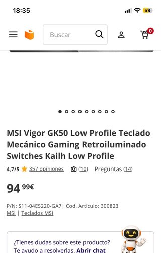 Teclado Mecánico MSI GK50 Vigor Low Profile
