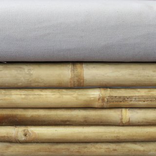 Divano da Esterno 3 Posti in Bamboo con Cuscini