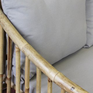 Divano da Esterno 3 Posti in Bamboo con Cuscini
