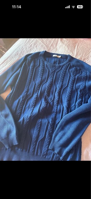 Maglione uomo blu con trecce
