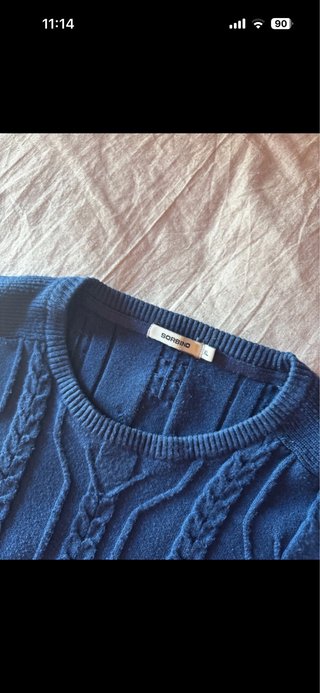 Maglione uomo blu con trecce