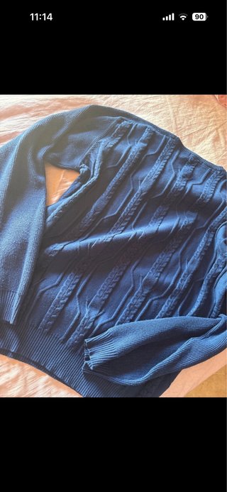 Maglione uomo blu con trecce