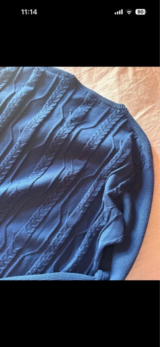 Maglione uomo blu con trecce