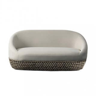 Divano da Esterno 2 Posti Beige Alluminio e Corda