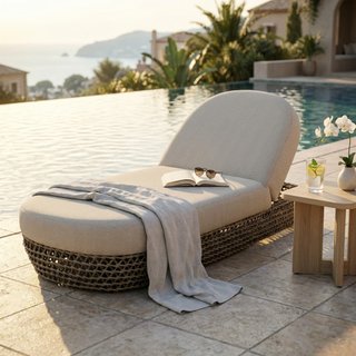Chaise Longue da Giardino Relax con Cuscino Beige