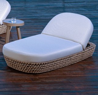 Chaise Longue da Giardino Relax con Cuscino Beige