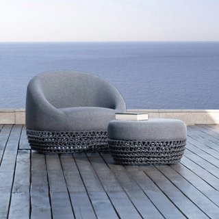 Pouf da Esterno in Corda intrecciata e Alluminio