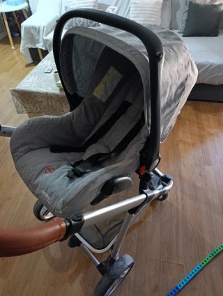 Carro de bebé Asalvo gris, 3 piezas