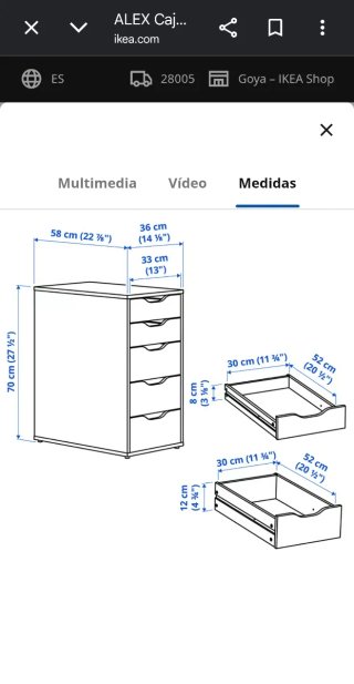 Cajonera Escritorio Alex Ikea Blanca