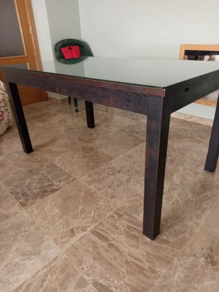 Mesa extensible ikea salón cristal y madera 140/19