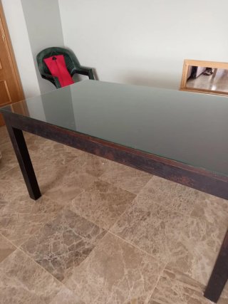 Mesa extensible ikea salón cristal y madera 140/19