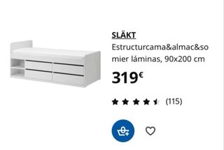 Cama IKEA alta con 4 cajones, somier y colchón