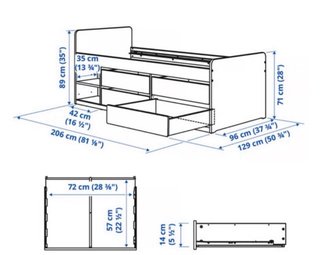 Cama IKEA alta con 4 cajones, somier y colchón