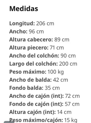 Cama IKEA alta con 4 cajones, somier y colchón