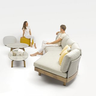 Poltrona da Giardino Tessuto Grigio e Alluminio