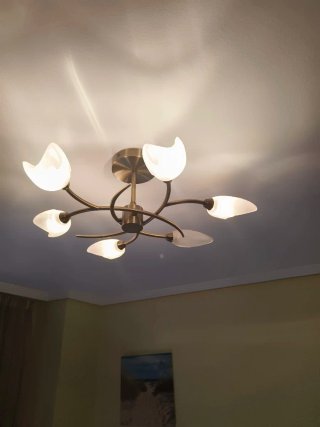 Lámpara de techo 5 luces metal y cristal