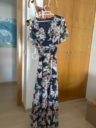 Vestido largo estampado flores