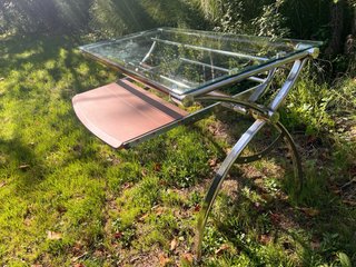 Mesa de centro cristal y metal