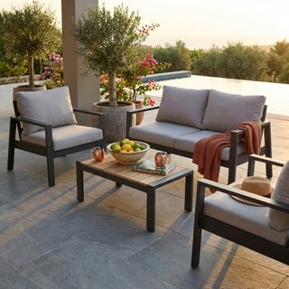 Set Salotto da Esterno 4 Posti Antracite Alluminio